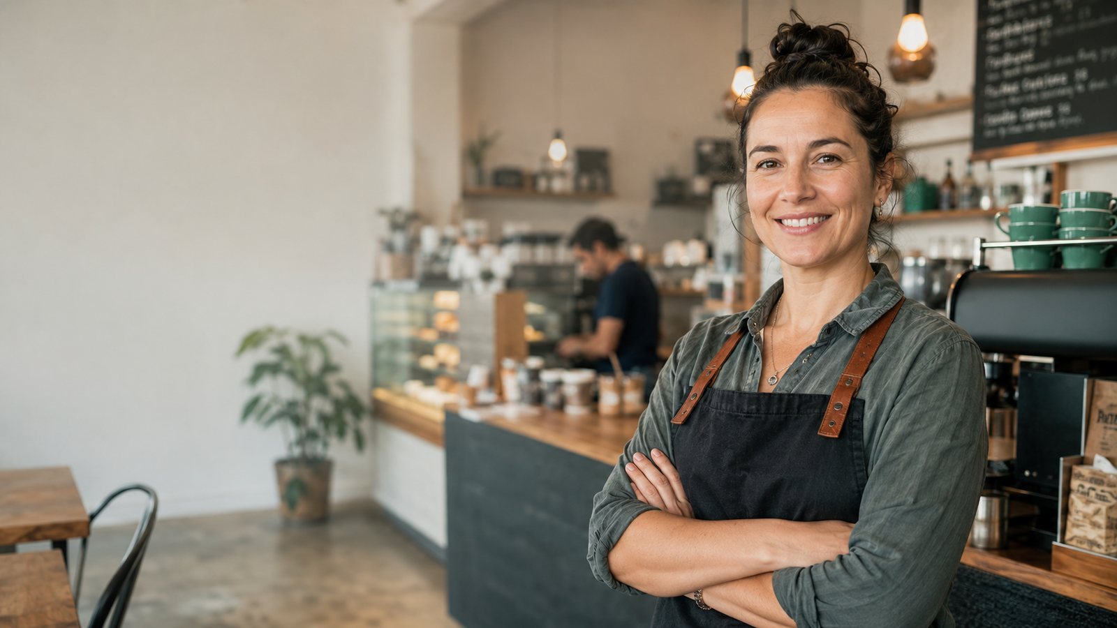Confident New Zealand cafe owner in her business